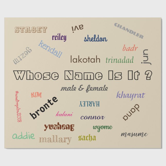 Cadeau Papier d'emballage avec des noms unisexes par (Plat)