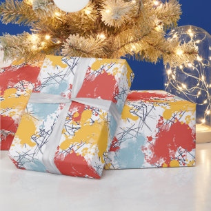 Cadeau Papier d'emballage avec éclaboussures et lignes co