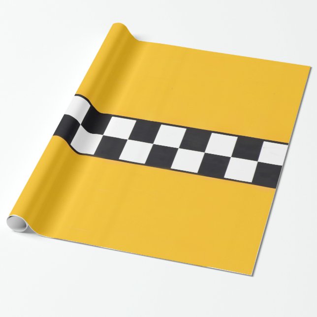 Cadeau Papier d'emballage avec le taxi jaune (Déroulé)