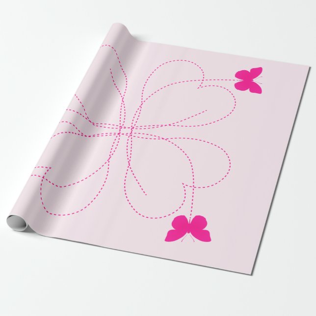Cadeau Papier d'emballage avec Papillons (Déroulé)