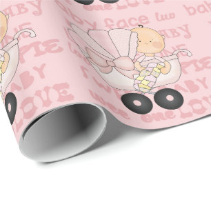 Cadeau Papier d'emballage Baby shower pour fille bébé