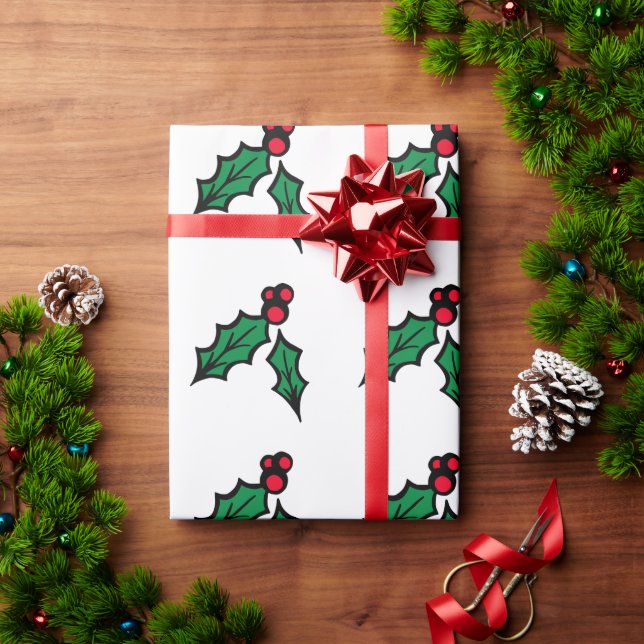 Cadeau Papier d'emballage Baies de houx (Cadeau de vacances)
