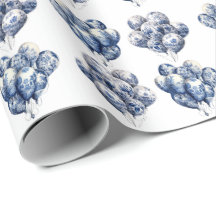 Papier d'emballage Ballons Bleu de Delft