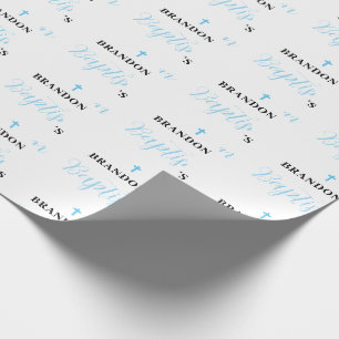 Cadeau Papier d'emballage baptême garçon bleu