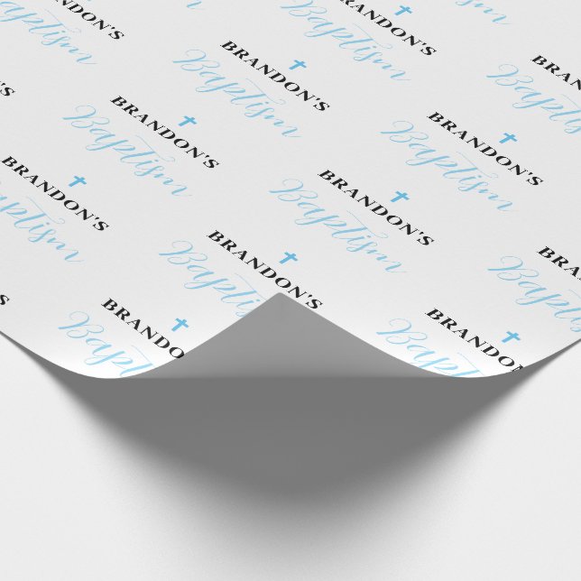 Cadeau Papier d'emballage baptême garçon bleu (Coin)