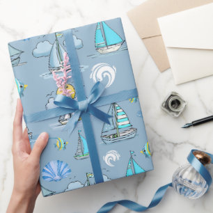 Cadeau Papier d'emballage Bateau à voile Gris