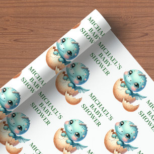 Cadeau Papier d'emballage Bébé Dinosaure Naîtra Bientôt C