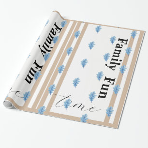 Cadeau Papier d'emballage beige et blanc rayé Family Fun
