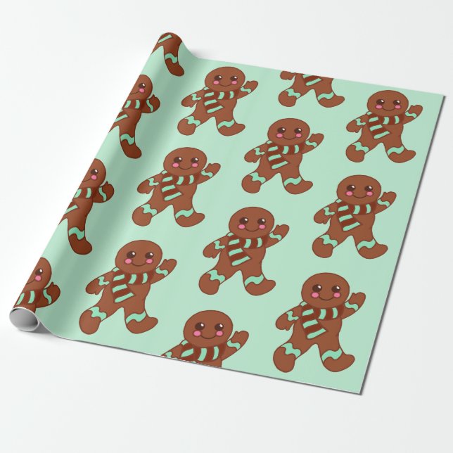 Cadeau Papier d'emballage Biscuits au gingembre ondulants (Déroulé)
