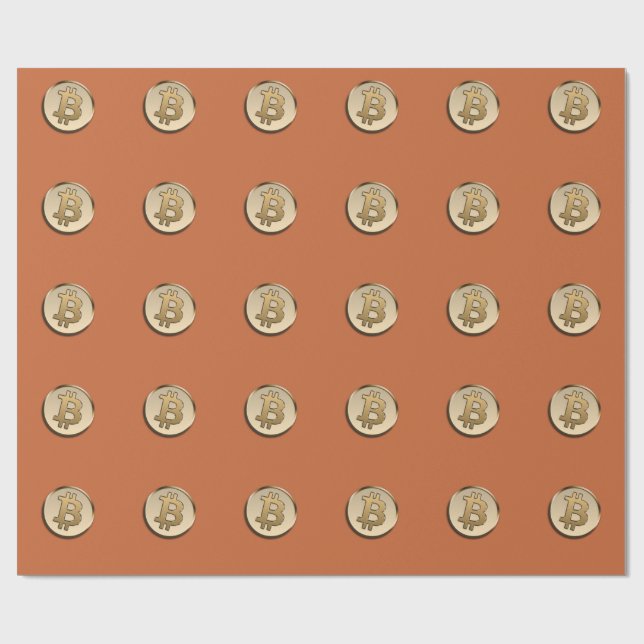 Cadeau Papier d'emballage Bitcoin doré (Plat)