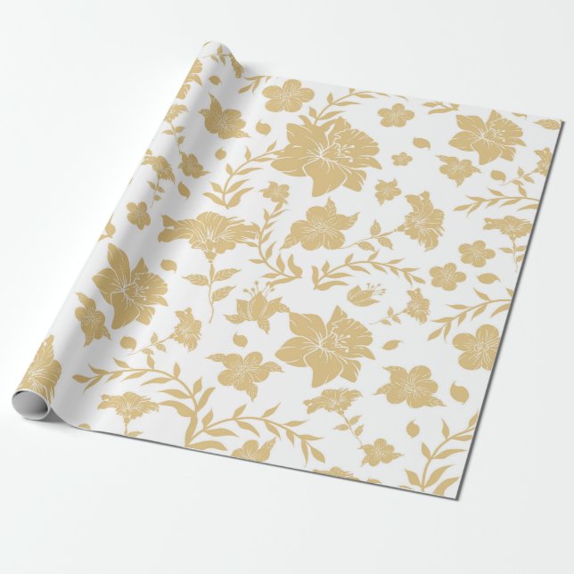 Cadeau Papier d'emballage blanc avec accents dorés (Déroulé)