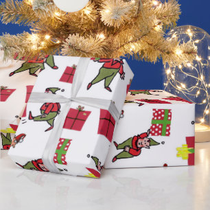 Cadeau Papier d'emballage blanc brillant père Noël Christ
