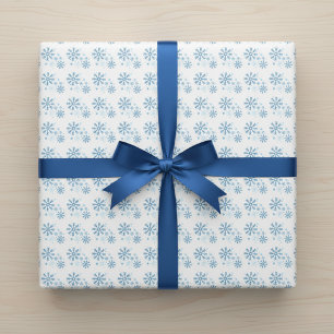 Cadeau Papier d'emballage blanc flocon de neige bleu clai