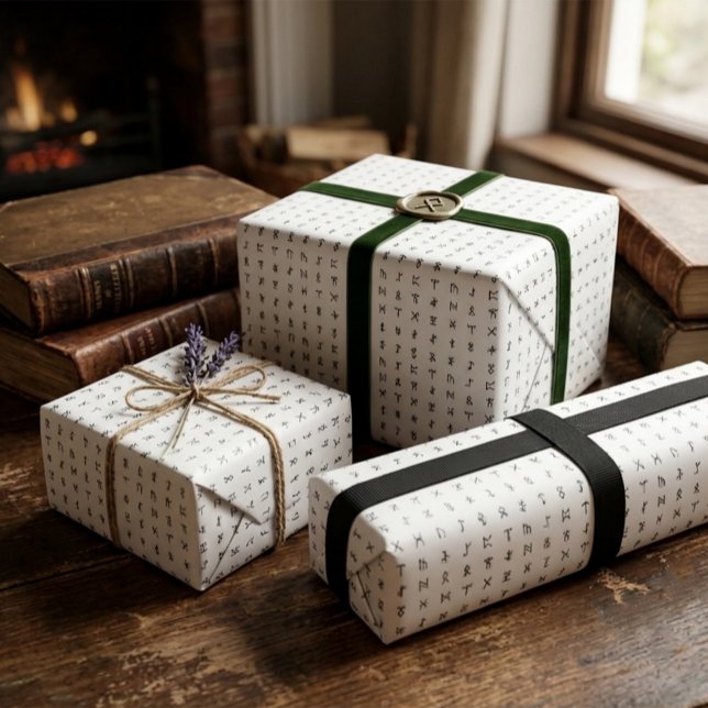 Cadeau Papier d'emballage blanc symbole runique (Créateur téléchargé)