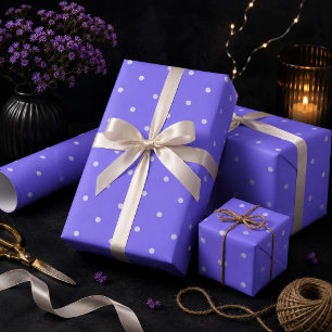 Cadeau Papier d'emballage bleu ardoise moyen à pois