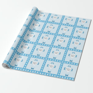 Cadeau Papier d'emballage bleu catholique pour baptême de
