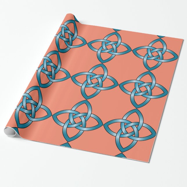 Cadeau papier d'emballage bleu céleste à noeud (Déroulé)