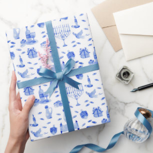 Cadeau Papier d'emballage bleu de Hanukkah