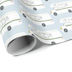 Cadeau Papier d'emballage bleu de Motorhome de rétro
