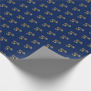 Cadeau Papier d'emballage Bleu, Faux Or 5ème (Cinquième)