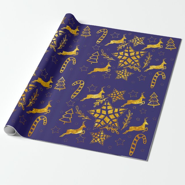 Cadeau Papier d'emballage bleu Star Leap (Déroulé)