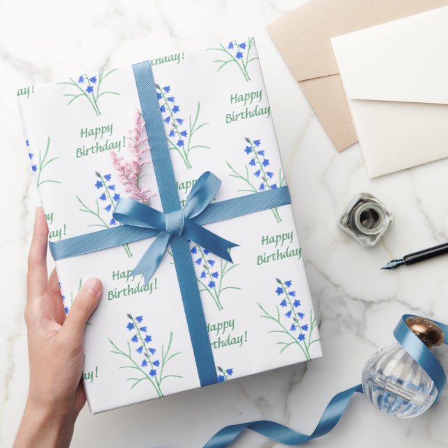 Cadeau Papier d'emballage Bluebells avec texte (Cadeaux)
