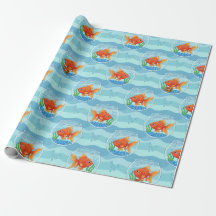 Papier d'emballage Bol à poissons rouges mignon