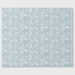 Cadeau Papier d'emballage botanique bleu doux Main élég