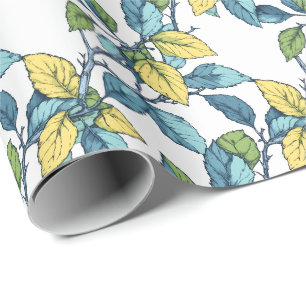 Cadeau Papier d'emballage botanique Feuilles de printemps
