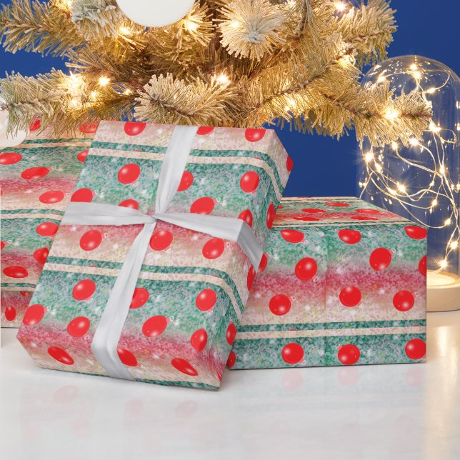 Cadeau Papier d'emballage Boules de Noël Rouges (Vacances)