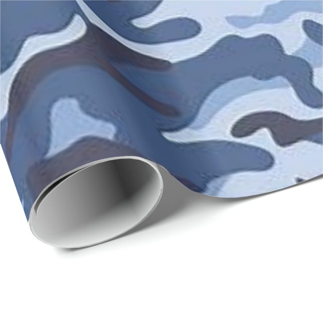Cadeau Papier d'emballage brillant bleu armée (Coin rond)