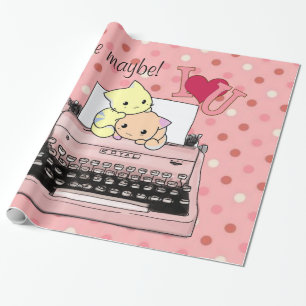 Cadeau Papier d'emballage brillant, dactylo rose peut-êtr