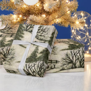 Cadeau Papier d'emballage brillant de scène de neige de