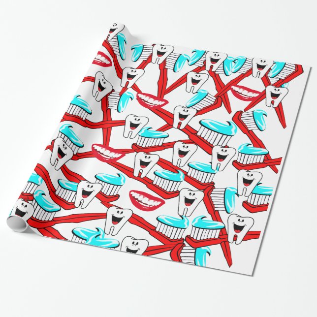 Cadeau Papier d'emballage brillant, dentifrice brosse à d (Déroulé)