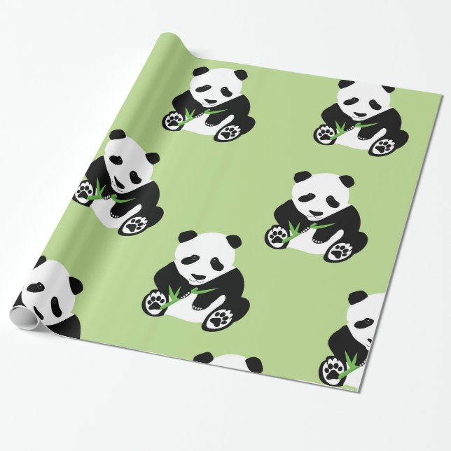 Cadeau Papier d'emballage brillant d'ours panda (Déroulé)