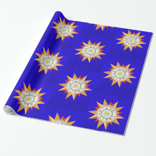 Cadeau Papier d'emballage brillant, étoiles jaunes