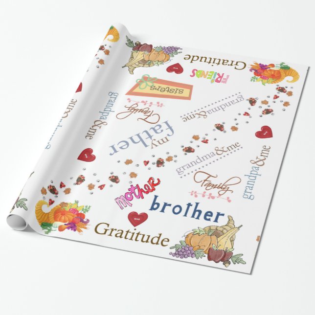 Cadeau Papier d'emballage brillant Joyeux jour de Thanksg (Déroulé)