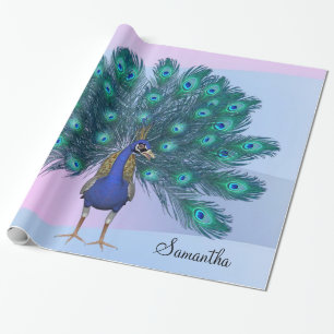 Cadeau Papier d'emballage brillant, paon