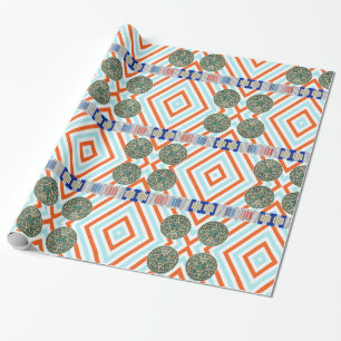 Cadeau Papier d'emballage brillant, rayure aztèque