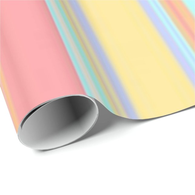 Cadeau Papier d'emballage brillant rayure pastel (Coin rond)