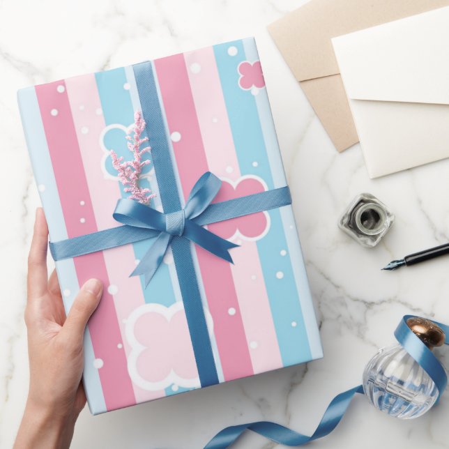 Cadeau Papier d'emballage brillant rayures couleurs paste (Cadeaux)
