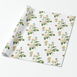Cadeau Papier d'emballage brillant, Roses d'ange Papillon