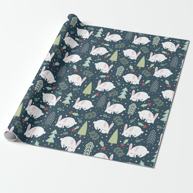 Cadeau Papier d'emballage - Bunnies de Noël (Déroulé)