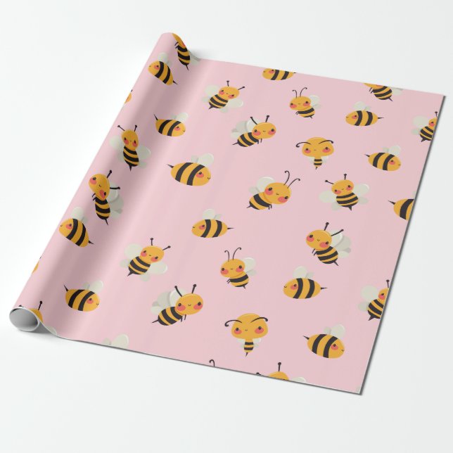 Cadeau Papier d'emballage Bzz pour les abeilles mignonnes (Déroulé)