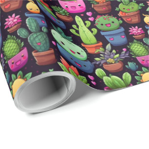 Cadeau Papier d'emballage Cactus Kawaii