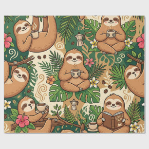 Cadeau Papier d'emballage Café Cozy Sloth Coffee