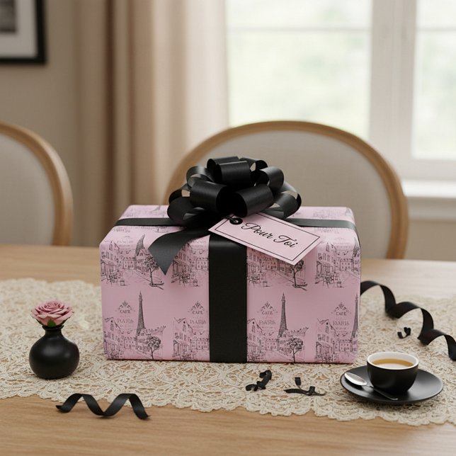 Cadeau Papier d'emballage Café Paris (Créateur téléchargé)