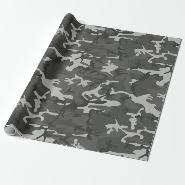 Cadeau papier d'emballage camouflage gris (Déroulé)