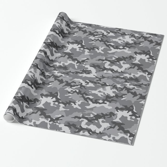 Cadeau Papier d'emballage camouflage gris (Déroulé)