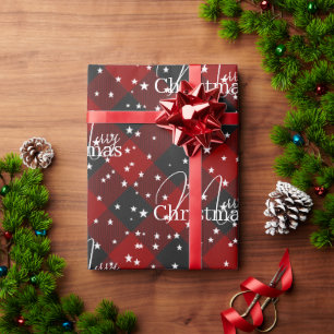 Cadeau Papier d'emballage carreau rouge et noir avec des